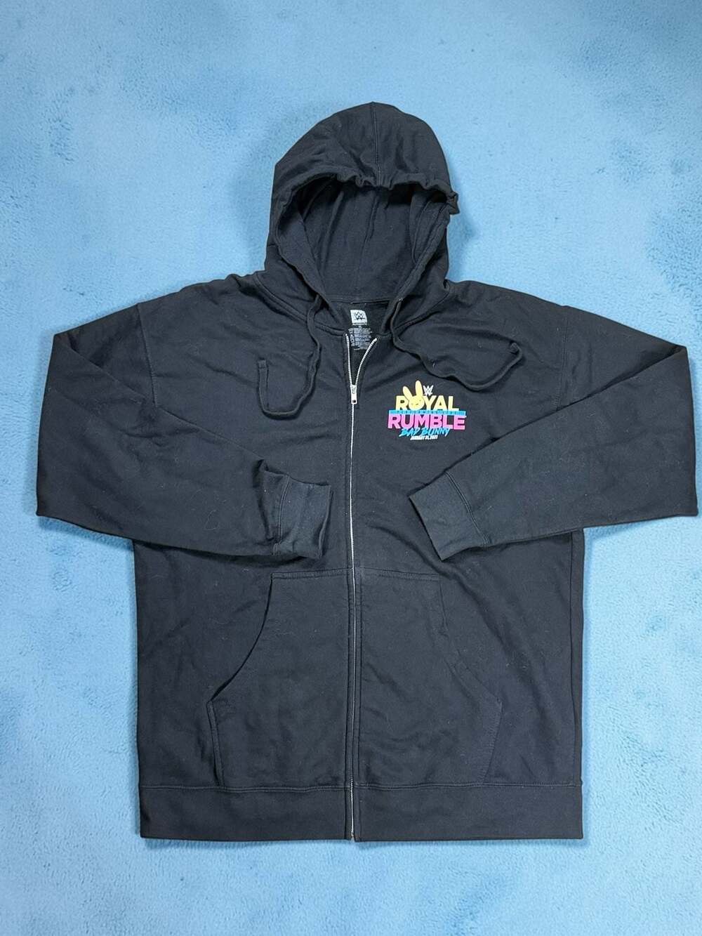 WWE Bad Bunny Royal Rumble 2021 Zip-Up Hoodie Sz XL